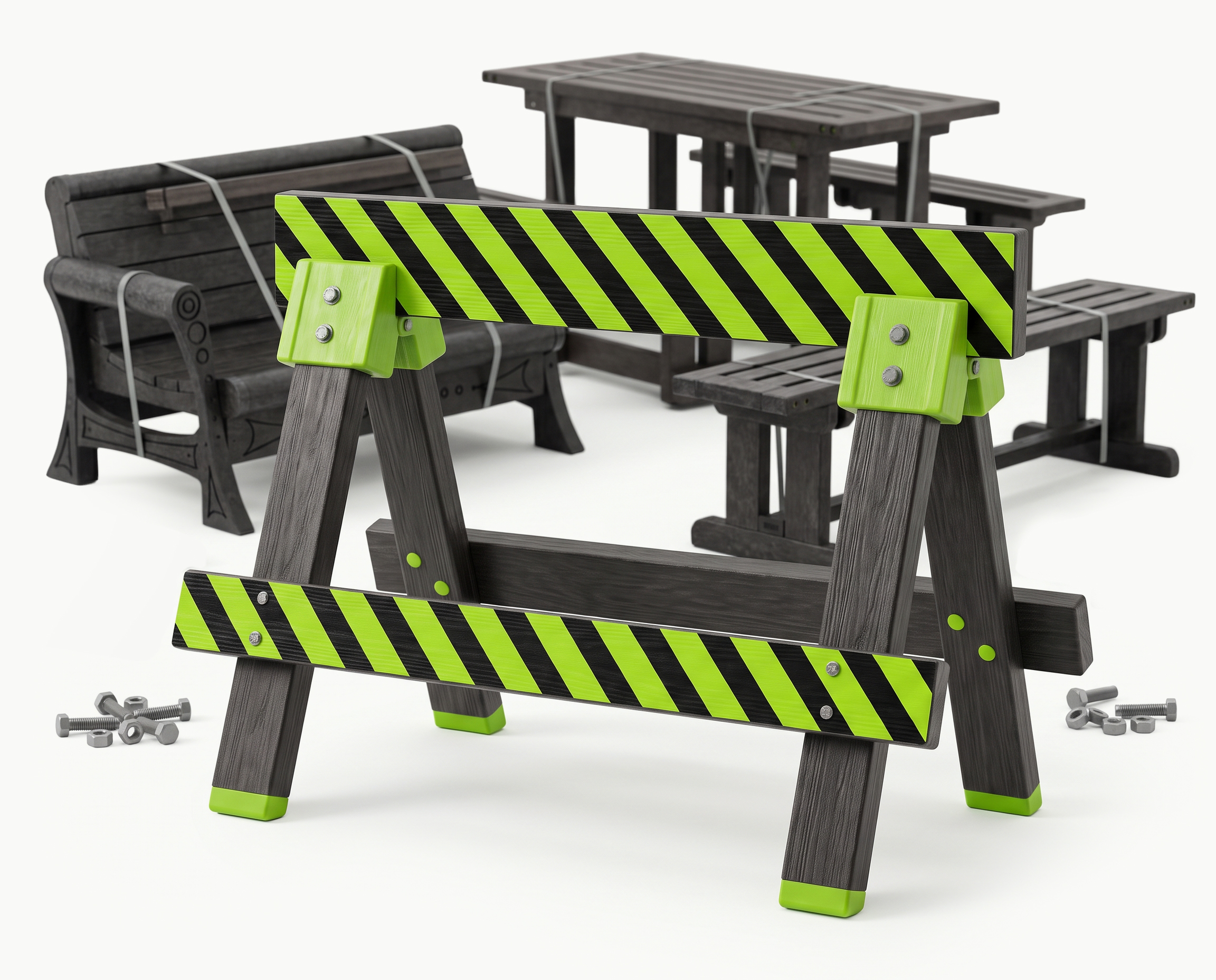 Green and black construction barrier